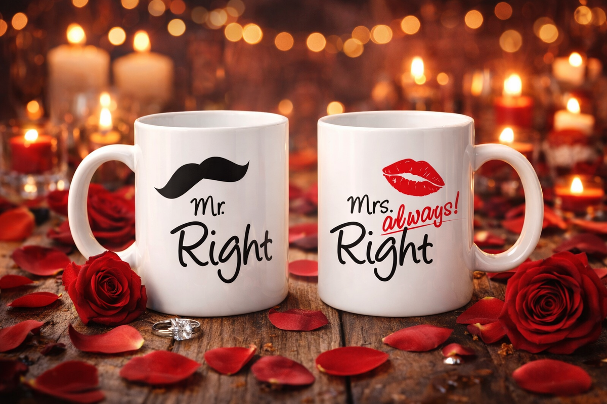 Set of 2 ceramic coffee mugs for couples