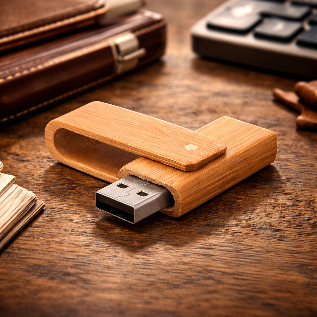 Bamboo Wood USB Flash Drive with Custom Engraving, 16 GB storage
