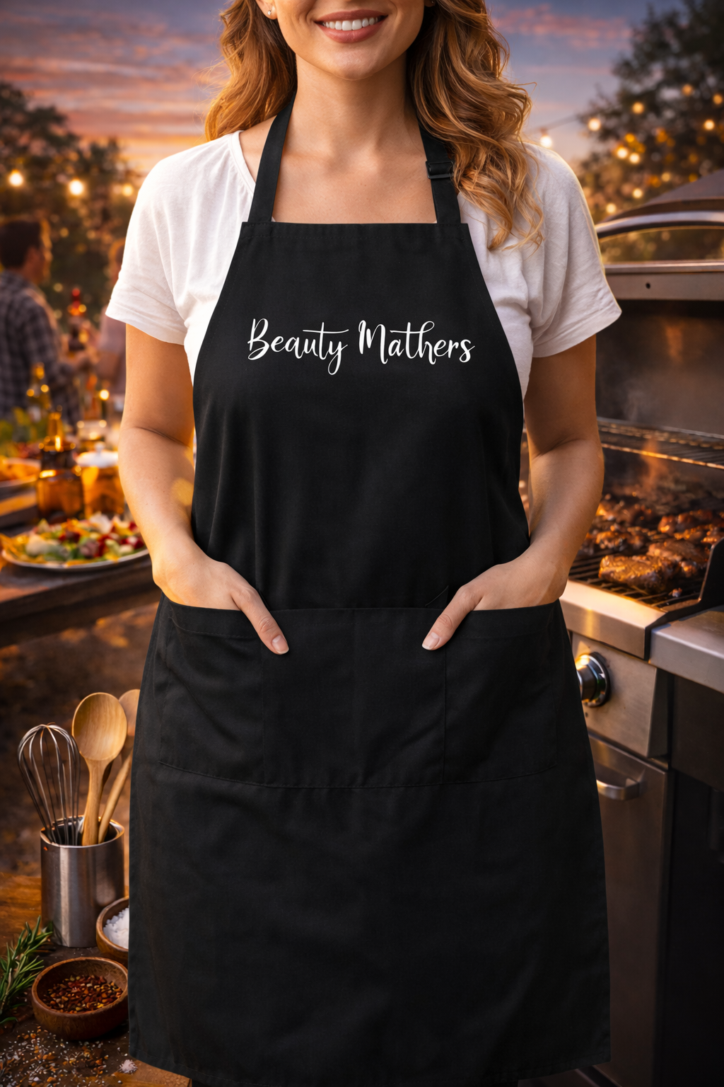 Avental personalizado, avental com 2 bolsos, avental de servir personalizado, presente para o Dia da Mãe, avental unissexo, presente para ela