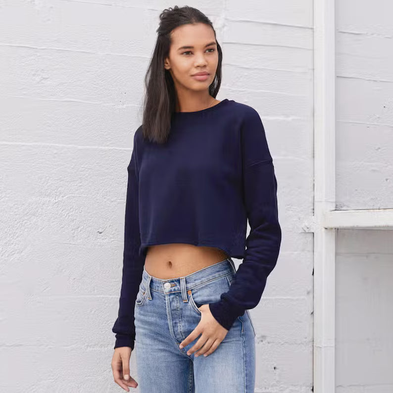 Custom Women's Cropped Sweatshirt, Personalized College Cropped Sweatshirt