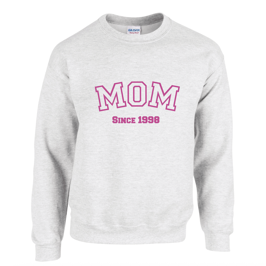 Personalized Vintage Embroidered 'Mom' or 'Dad' Sweatshirt with Year & Initials – Customizable Heart Detail
