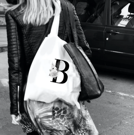 Saco de compras grande com inicial personalizado, saco grande para compras, saco universitário, saco de compras de algodão personalizado, saco grande para livros, saco personalizado com inicial e flores