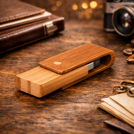 Pen USB em Madeira de Bambu com Gravação Personalizada, 16 GB de armazenamento