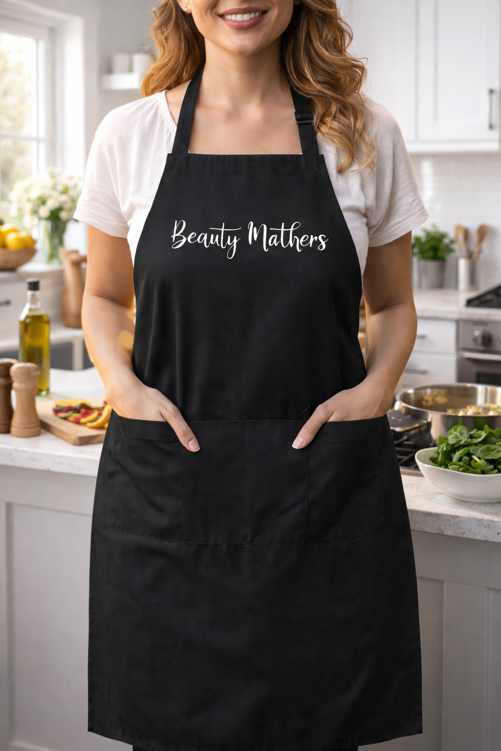 Avental personalizado, avental com 2 bolsos, avental de servir personalizado, presente para o Dia da Mãe, avental unissexo, presente para ela