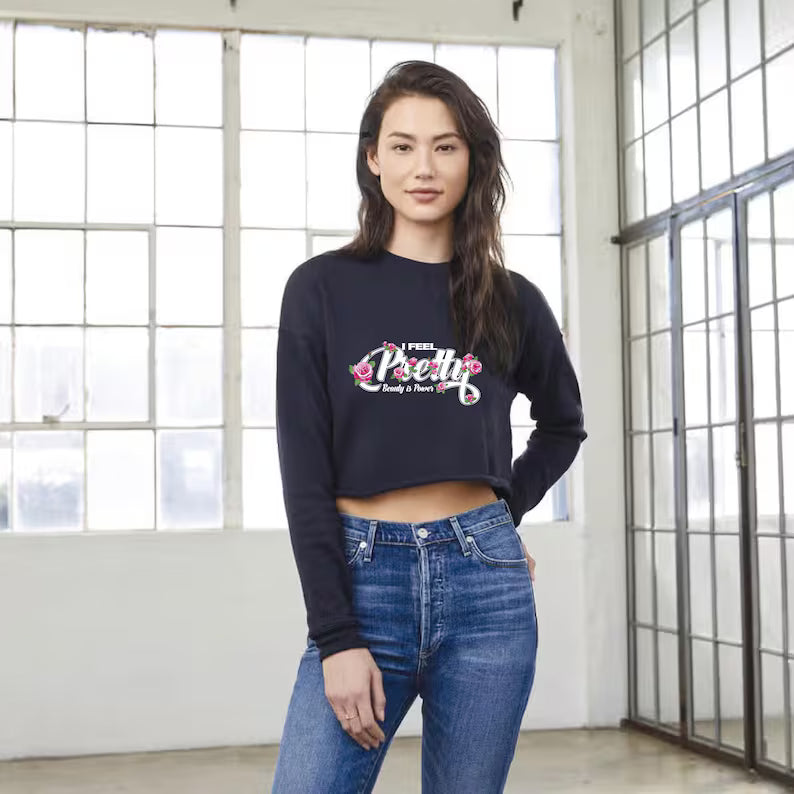 Custom Women's Cropped Sweatshirt, Personalized College Cropped Sweatshirt