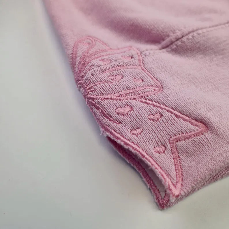 Sweatshirt Light Pink com Bordados de Laços Rosa