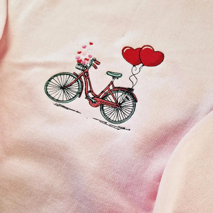 Light Pink Sweatshirt with Bicycle Embroidery