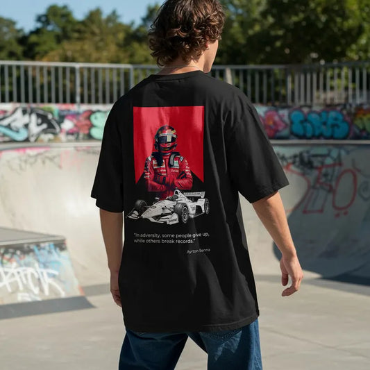 Oversize Black Racing TShirt, F1 Oversized Shirt, Vintage Sports Black T-Shirt Gift