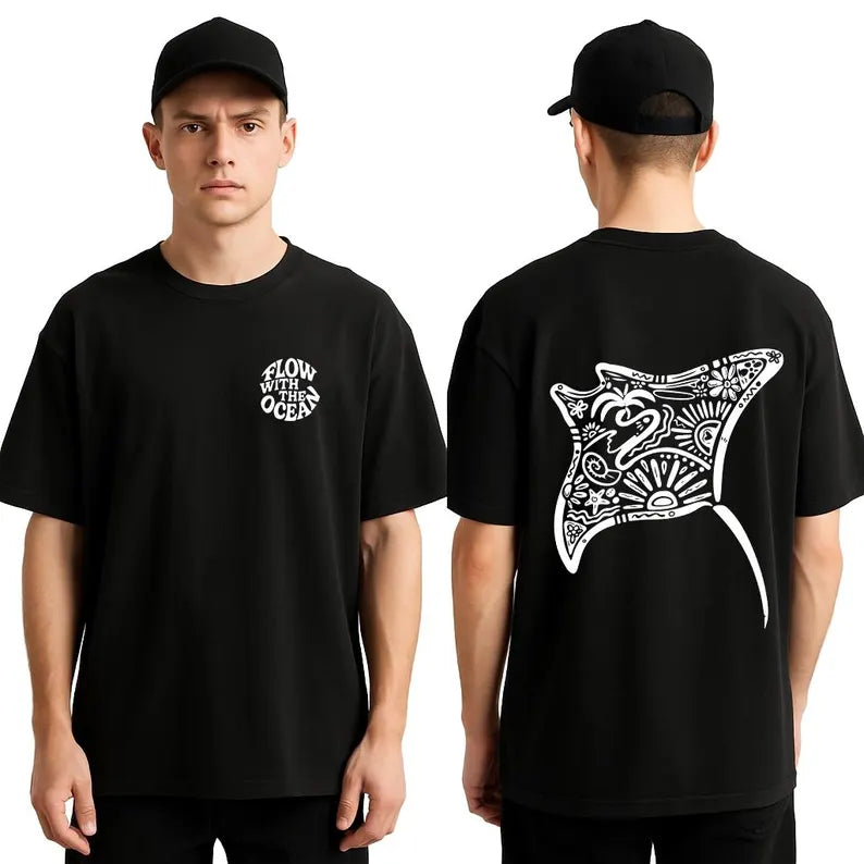 Manta ray Oversize TShirt, Men Oversized Shirt, T-Shirt Gift