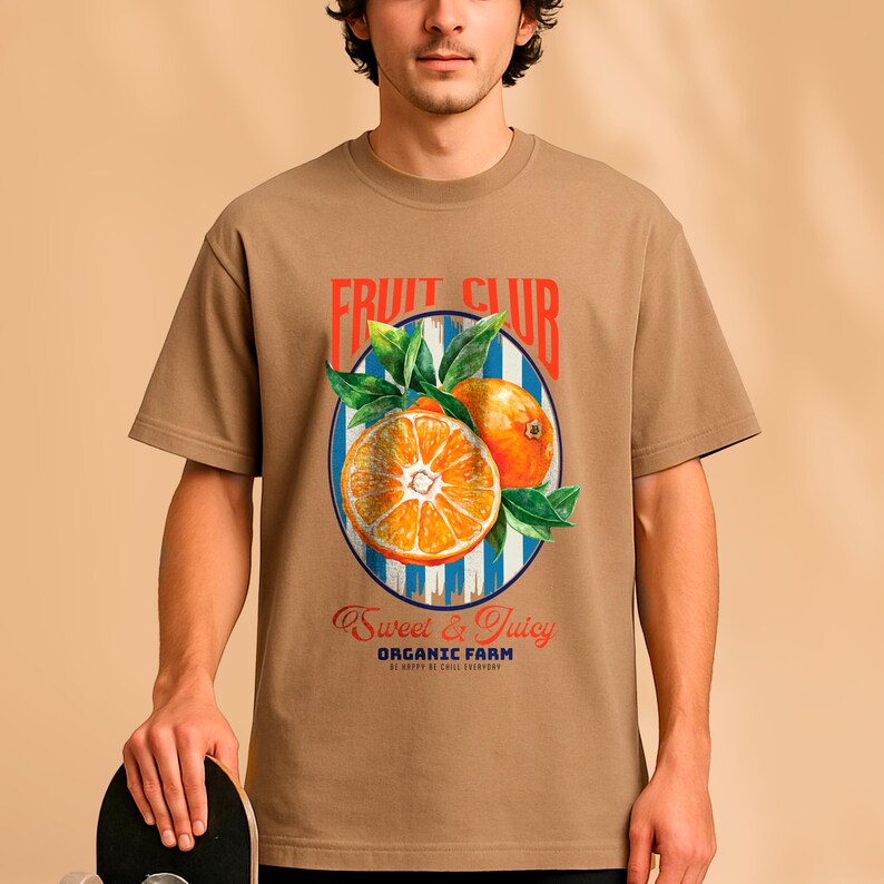 Summer Orange Oversize TShirt, Men Oversized Shirt, T-Shirt Gift