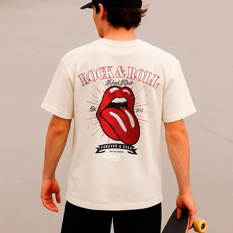 Rock and Roll Oversize TShirt, Unisex Oversized Shirt, T-Shirt Gift
